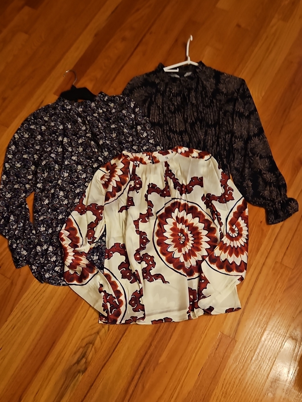 Womens Long-Sleeve Floral & Medallion Blouses - Multi Color Pack
